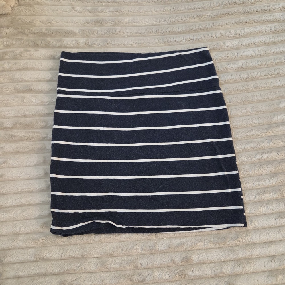 Charlotte Russe Navy Blue White Striped Bodycon Mini Skirt Stretch Knit Size S - Picture 1 of 7
